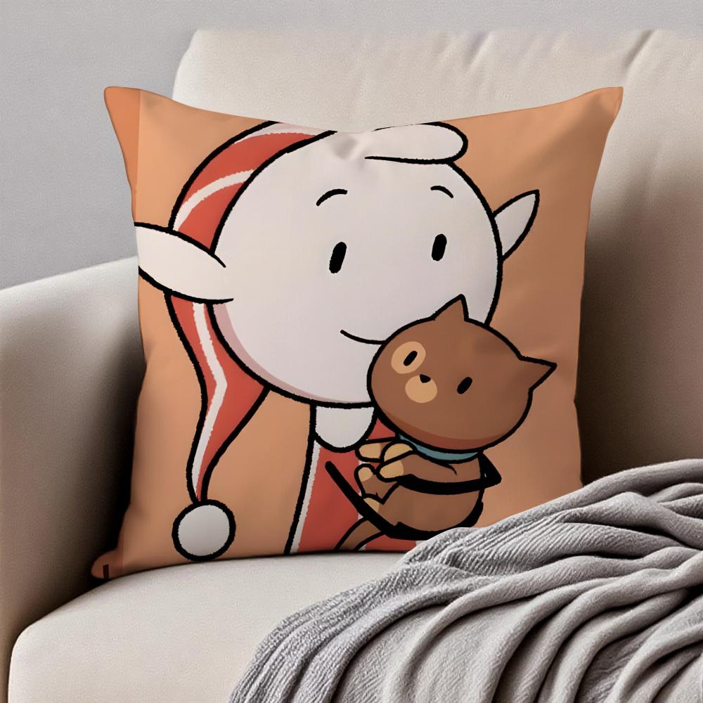 Warm Cute Cartoon H-Hilda Cushion Cover Pillowcase Anti-dustmite Invisible Zipper Short Plush Sofa Cushion
