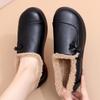 Winter velvet beanie shoes women's soft-soled leather shoes one pedal fluffy shoes mother shoes cotton shoes middle-aged and elderly velvet winter