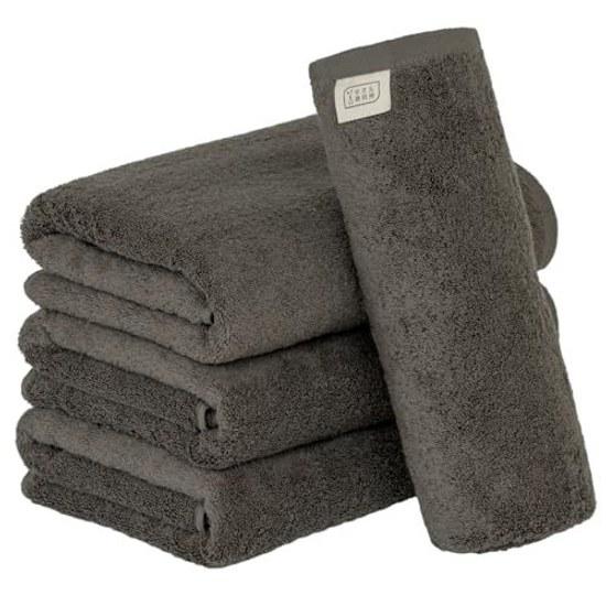 Towel Laboratory Volume Rich #003 Bath Charcoal Gray 4-Piece Set Hotel Specification Thick Plush Quick Drying Durability 100 Cotton 480GSM Japan