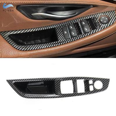 For BMW 5 Series F10 F18 2011 2012 2013 2014 2015 2016 2017 Car ABS Carbon Texture Door Window Lifter Button Frame Cover Trim