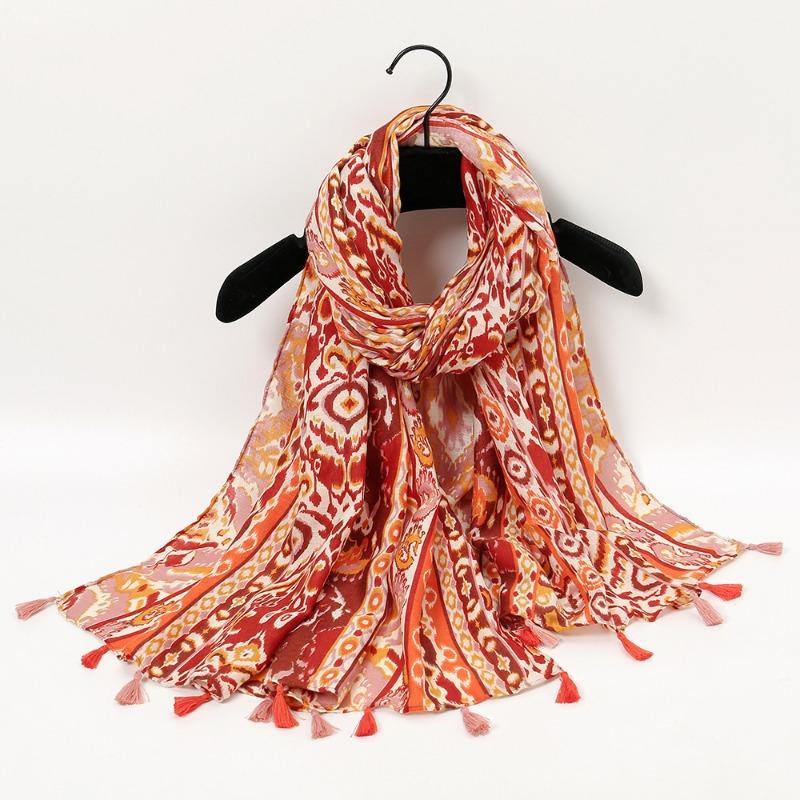 Autumn and winter small fresh rendering ink painting butterfly printing warm shawl, travel beach towel cotton and linen feel scarf