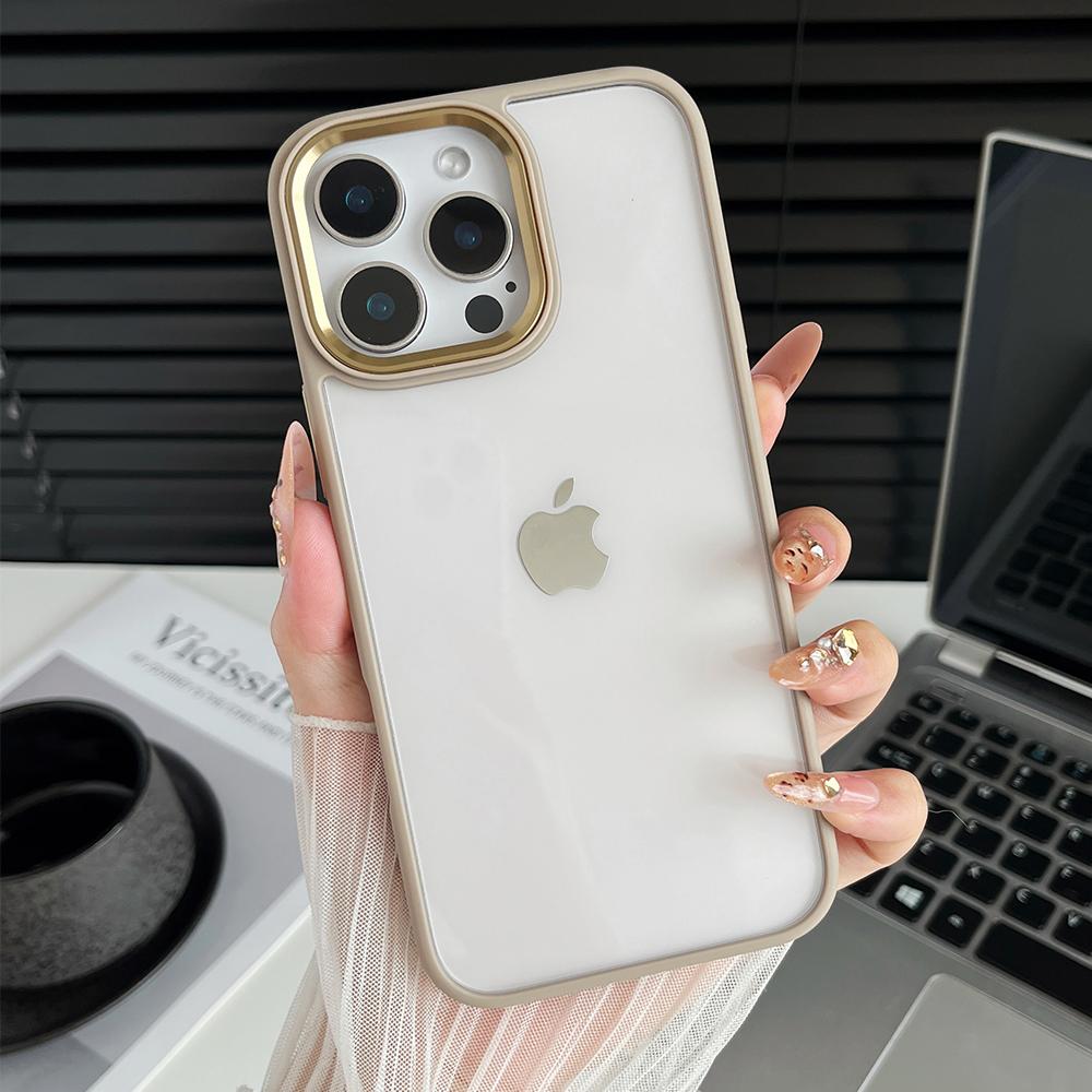 Desert Titanium Gold metal camera frame phone case for iPhone 16 15 14 13 12 11 Pro Max Plus metal button shockproof hard cover