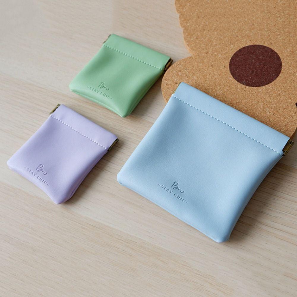 

PU Leather Self-closing Makeup Lipstick Bag Letter Mini Storage Bag Small Square Coin Purse Travel