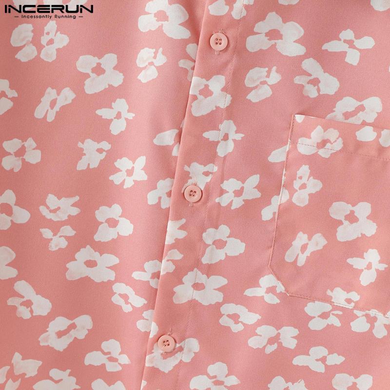 INCERUN S-XXXXXL Men Lapel Neck Short Sleeve Floral Print Buttons Casual Shirts