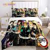 Demon Slayer's Japanese Carton Style Children's Print Beding Set with Soft Fabric Duvet Set Comfortable Bed Size Children's Girl Boy Gift