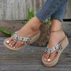 Muffin Clip Feet Flip-flops Female Summer Outside Wear Bohemian Fashion Tassel Ethnic Wind Slope with High Heeled Beach Shoes