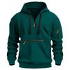 Men's Fleece-Lined Multi-Pocket Hooded Sweatshirt - Casual Sports Style for Autumn/Winter