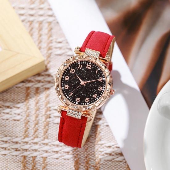 Quarz-Armbanduhr für Damen Leuchtend Kompakt Elegante Arabische Ziffern Uhr Einfache Nachtablesung Strasssteine Uhr für Studenten Büro Party Geschenke