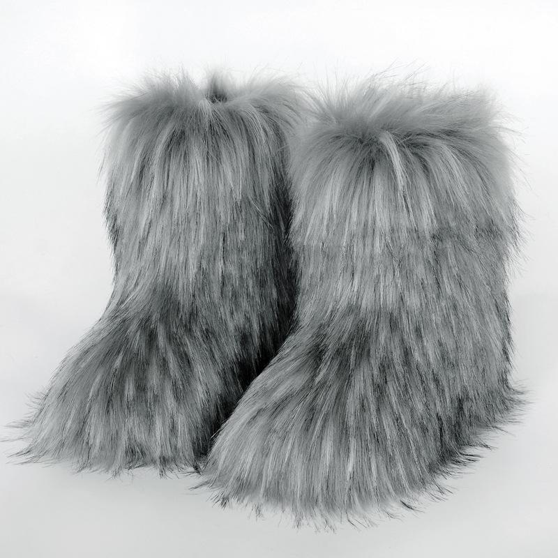 Fashion Fluffy Mid-calf Boots Winter Women Fashion Snow Boots Warm Cotton Shoes 2025 New