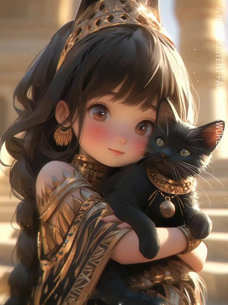 

Diy 5D Алмазная картина Милая девушка Кошка Полный круглый квадратный алмазный арт Домашнее животное Мозаика Вышивка Набор настенное украшение Full Round 20x30CM