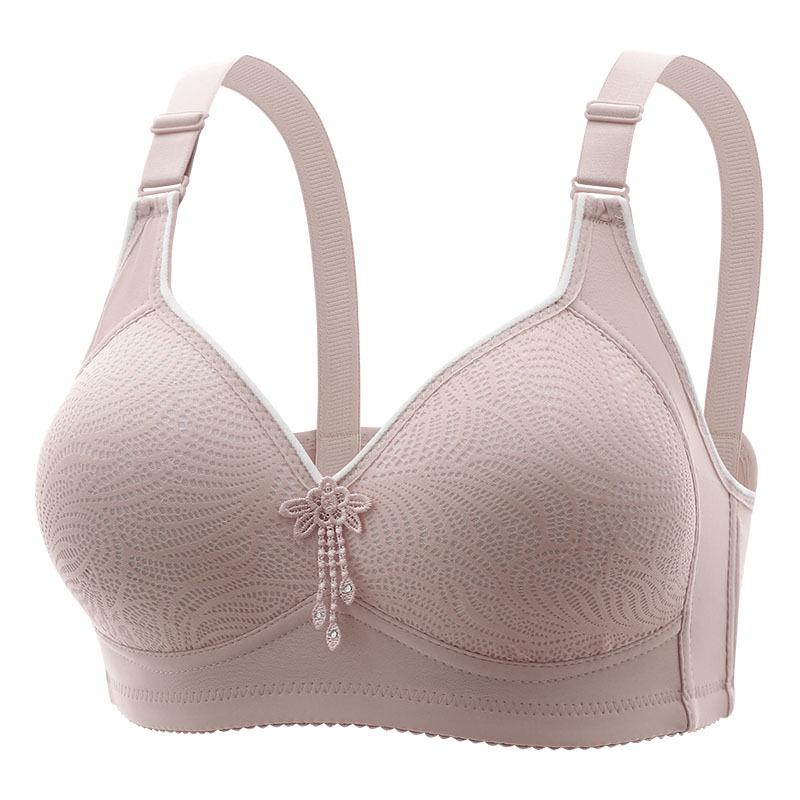 Plus Size Lace Wireless Push-Up Bra: Breathable, Comfortable Support for Mid-Aged Women