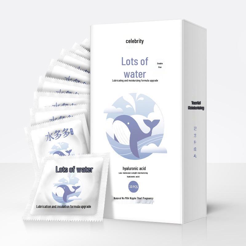 Ultra Thin Ribbed & Lubricated Condoms with Hyaluronic Acid - 10 Pack Adult Sex Toy