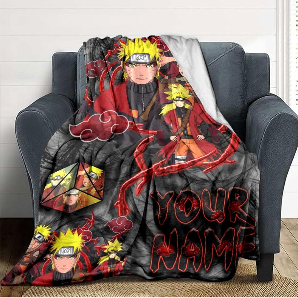 Name Custom Anime NARUTO Print Flannel Blanket High Quality Warm Comfortable Cover for All Seasons Perfect for Gifts Home Decor