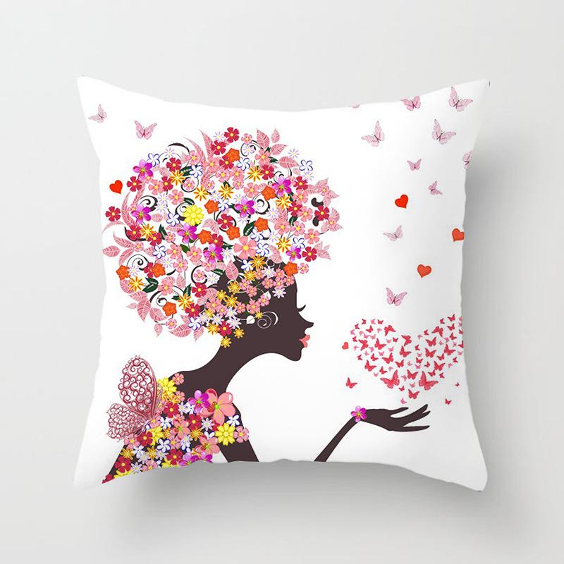 Cartoon Gorgeous Sweet Girl Photo Sofa Throw Pillow Cover Wedding Party Birthday Holiday Decoration Home Decor Cushion Cover
