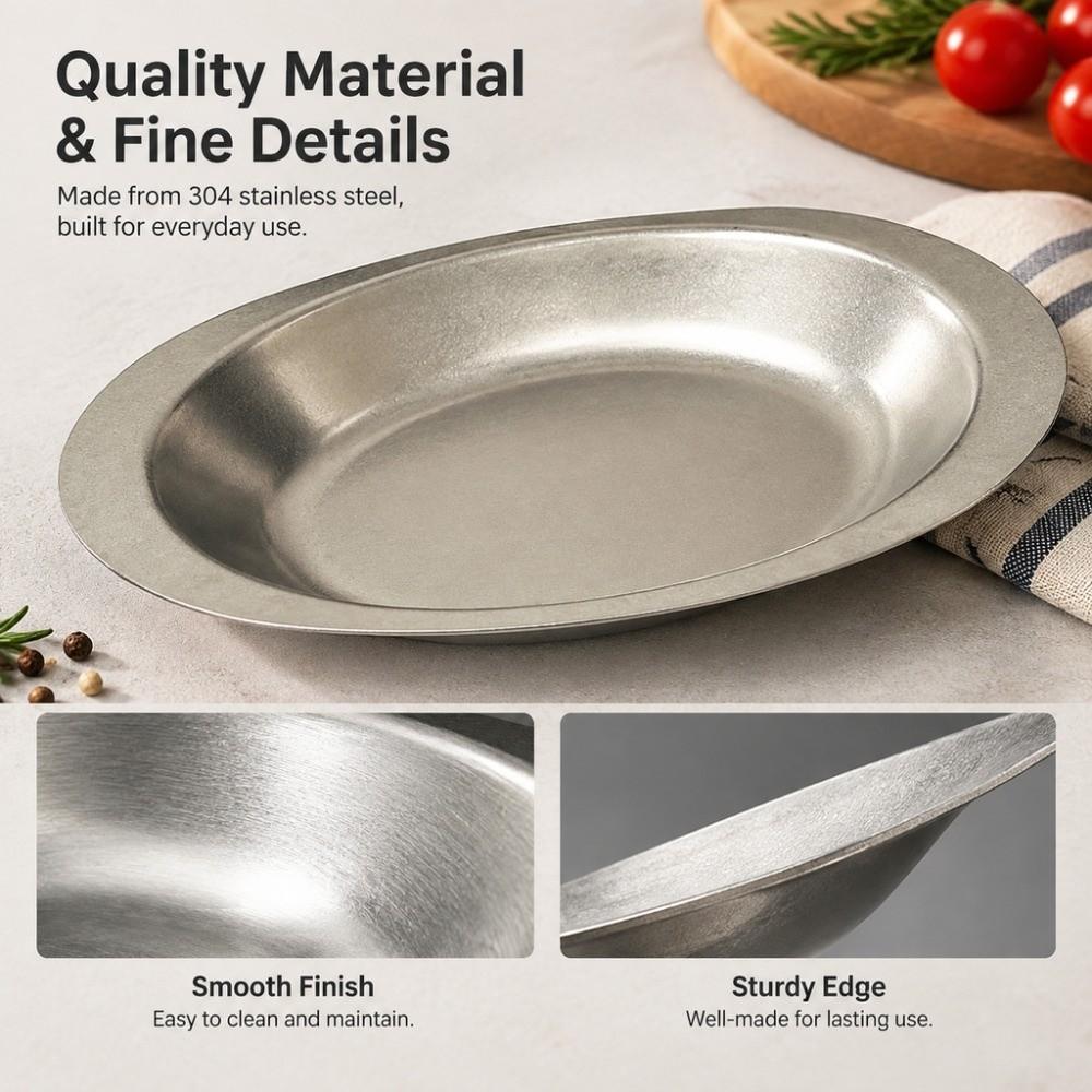 Shallow Western Food Tray Oval Dessert Plate Western-style Metal Dinner Plate Restaurant Bone Dish