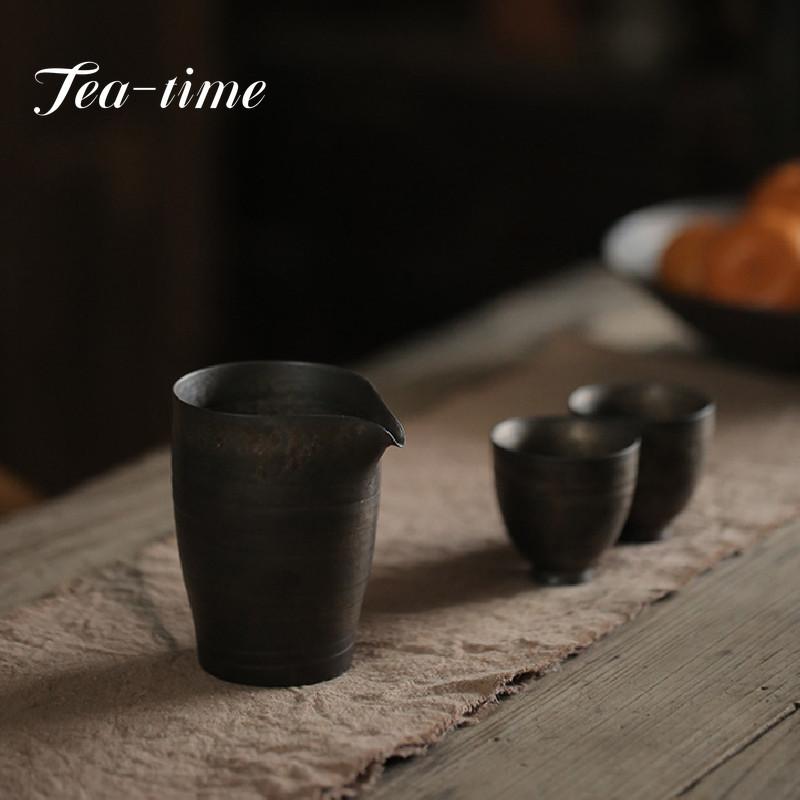 240ml Handmade Thin Tire Ceramic Tea Pitcher Retro Japanese Rough Pottery Fair Cup Tea Divider Chahai Kung Fu Teaset Accessories