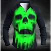 Men's Skull Printed Long Sleeve Shirts Casual Cardigan New Button Holiday Fashion Shirts