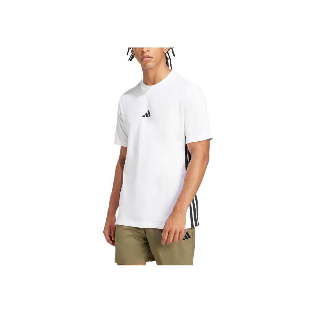 Adidas Essential Side Stripe Sports Comfortable Moisture-Wicking Casual Short Sleeve T-Shirt Men Tops White Black JE6388