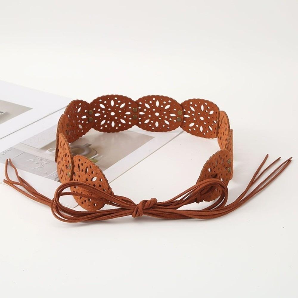 Retro Wide Belt Ethnic Style Bohemian Belt Elegant Waist Belt  for Women коричневый