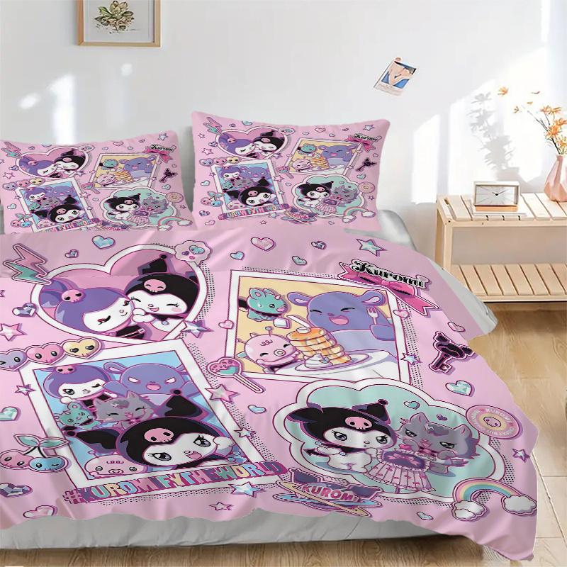 

3pcs Kuromi s Printed Bedding Set, Soft and Comfortable Quilt Cover for Bedroom, Guest Room ( Not Included).H070 135x200cm