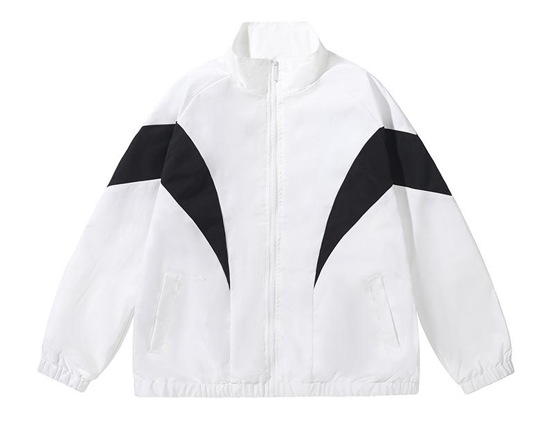2025 Men's Plus Size Hong Kong Style Color Block Stand Collar Jacket - Spring/Autumn Casual Sport Outerwear