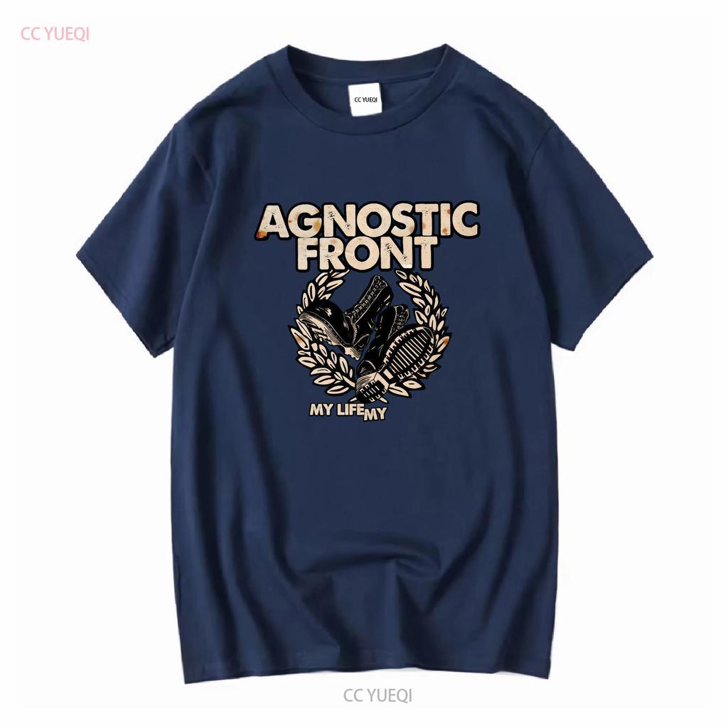Agnostic Front Logo T Shirt MenS Cotton Classic Retro Vintage Washed Versatile Designer Clothes Stylish Fashion Breathable