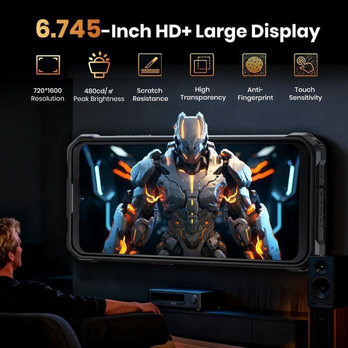 FOSSiBOT F110 Pro 5G — Smartphone incassable 6,7" HD+, 20 Go RAM, 128 Go (ext. 2To), 50 MP, 10000 mAh, IP68/IP69K