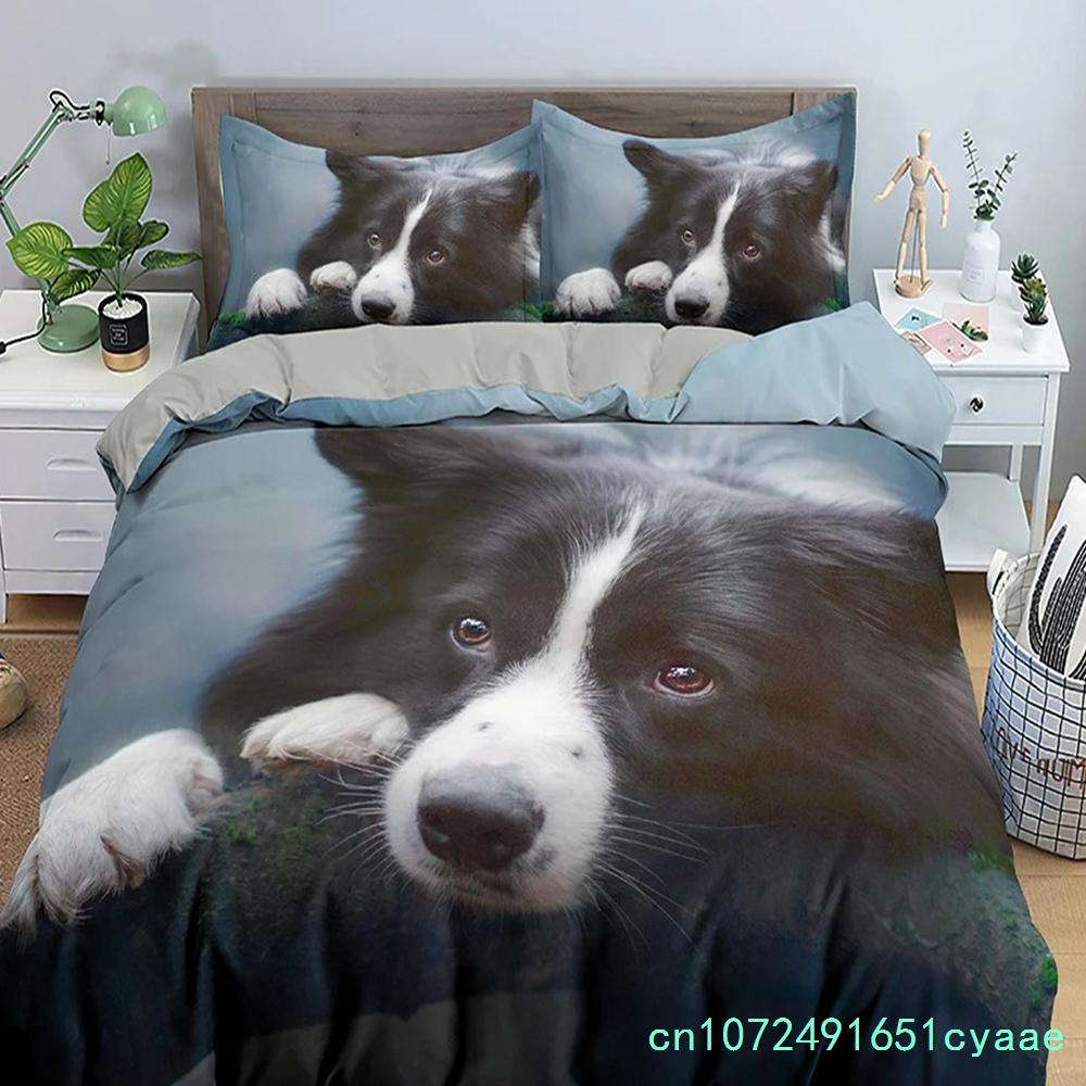 Animal Pet Duvet Cover Set Cute Dog Hugging Donut Bedding Set For Kids 3D Dog Comforter Cover Soft Polyester Quilt Cover