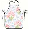 1pc Pink Tulip & Butterfly Apron - Adjustable Waistband, Durable Easy-Clean Polyester Suitable for Cooking, Gardening, Picking, Christmas, Halloween W