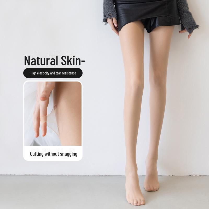 Ultracienkie Niewidoczne Czarne Pończochy dla Kobiet, Wiosna/Lato, Koloru Cielistego, Rozmiar Plus