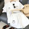 Bestselling Casual Letter Print Sportswear Set with Round Neck, Short Sleeves, and Drawstring Shorts - Perfect for Home or Outings