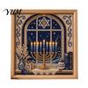 Handmade Art Project DIY Hanukkah Pearl Kit, 3D Mosaic Bead Craft Set, Creative Home Decor Making Kit Ritual Activity for Traditional Holiday Desktop