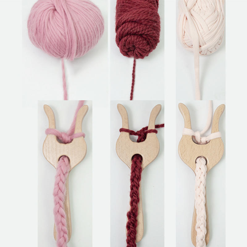 1set 19cm Wooden Fork-shaped Knitting Tool Kids' Handcraft Yarn Flower Knitting Fork