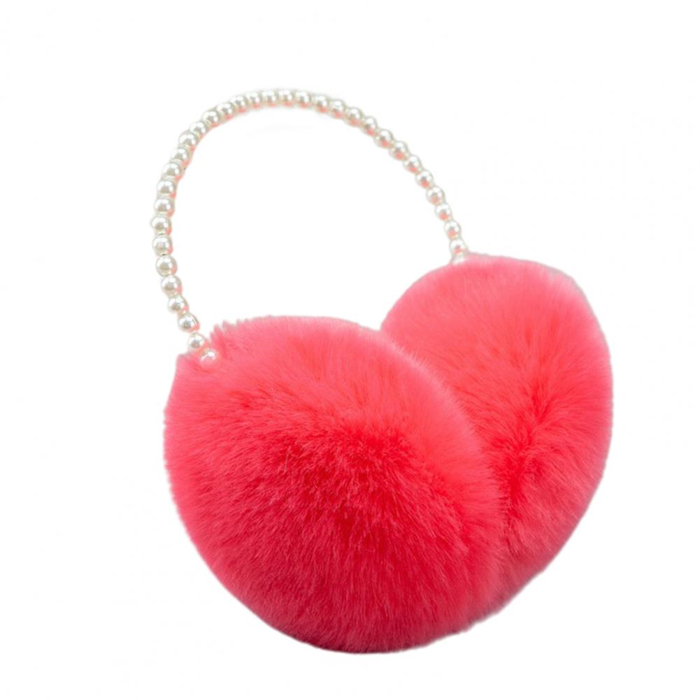 Autumn Winter Women Earmuff  Solid Color Imitation Pearl Decor Faux Rabbit Fur Plush Ear Warmer Non-slip Lightweight Ear Cover