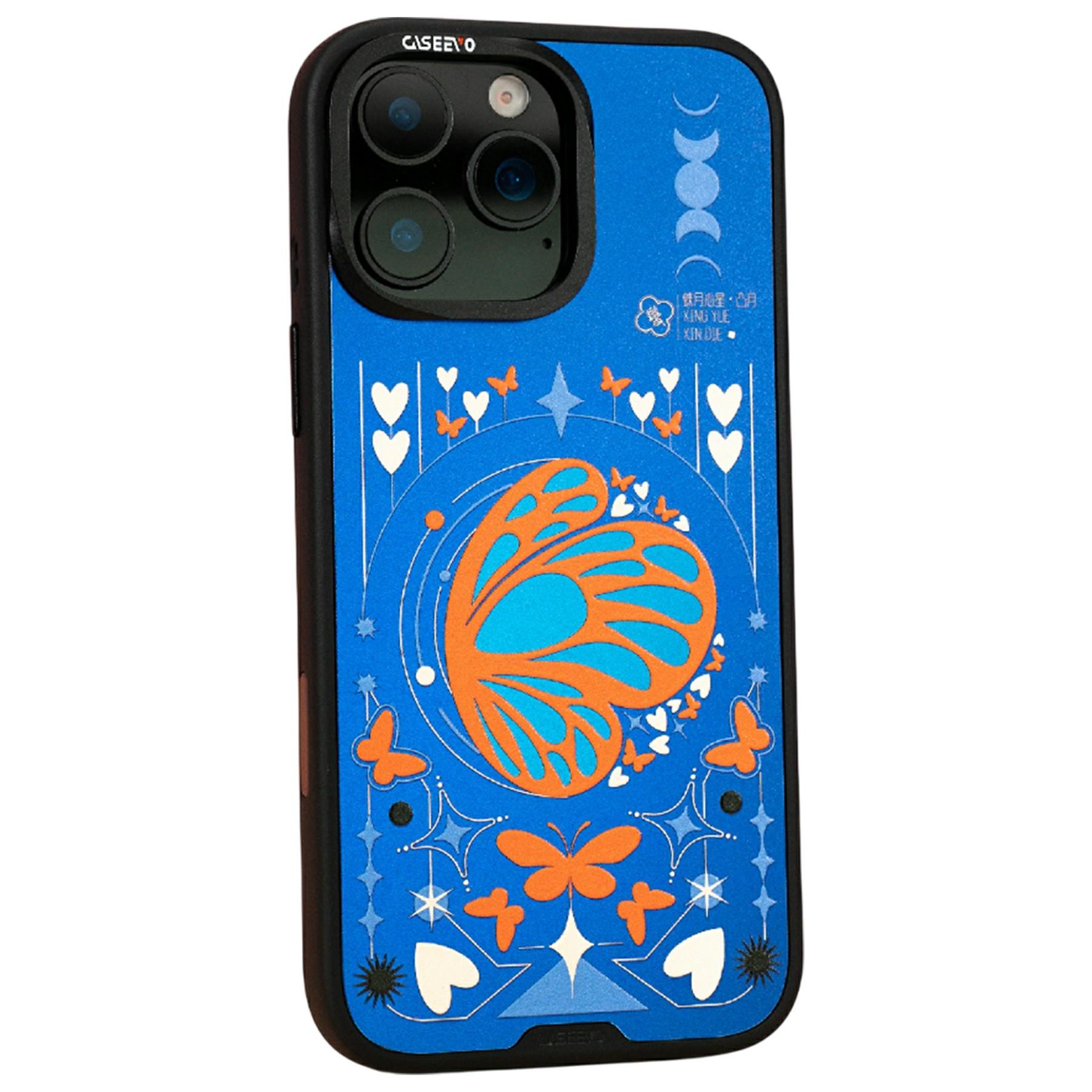 

CASEEVO For iPhone 16 Pro Magnetic Case TPU Acrylic Phone Cover with Detachable Backplate Gibbous Moon