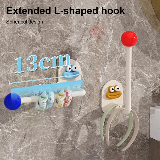 4Pcs Self Adhesive Wall Hooks Strong Load-bearing Creative Shape Easy to Install Punch Free Wall Mounted Clothes Key Towel Hangers