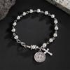 Fashionable Stainless Steel Round Bead Men's Hip-hop High-end Cross Pendant Men's Bracelet Handmade Charm Jewelry