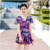 Plus Size Conservative One-Piece Swimsuit Women Tummy Control Skirted Style Modest Bathing Suit Spa Swimming