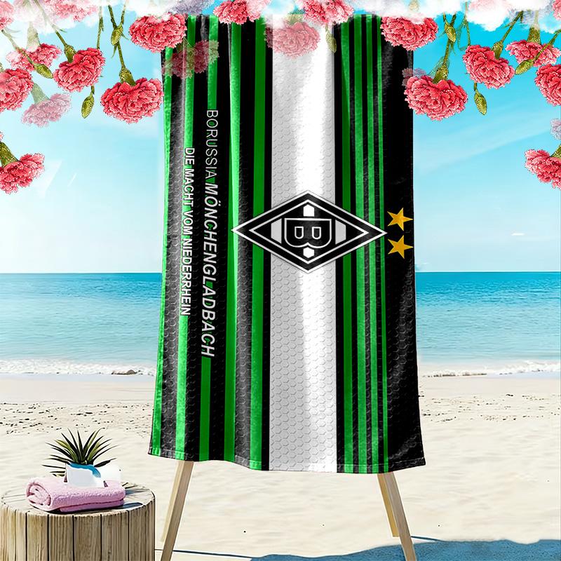 Borussia Mönchengladbach Print Strandtuch, Großes Weiches Schnelltrocknendes Handtuch für Strand Camping Schwimmen