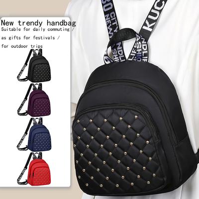 Trendy Women's Multi-color Studded Backpack Quilted Design for Daily Use Commute Outings High-end Practical Fashion Bag