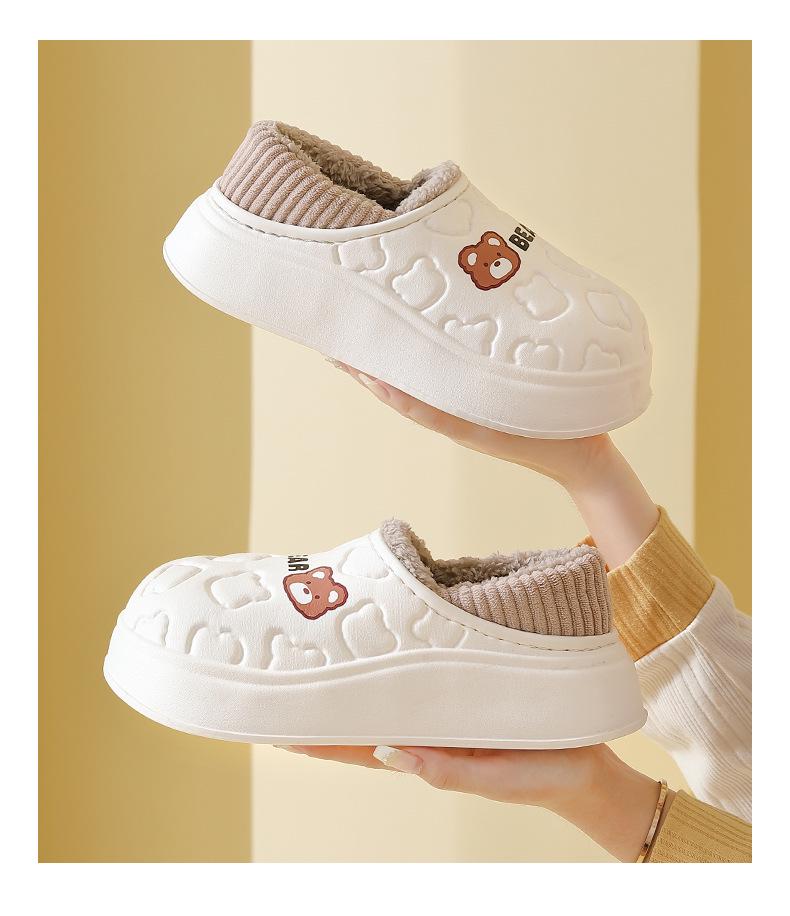 Γυναικείες Αντιολισθητικές Αδιάβροχες Βελούδινες Βαμβακερές Παντόφλες για Φθινόπωρο/Χειμώνα - Κλειστή Πτέρνα, Εσωτερικού Χώρου, Ζεστές, Παπούτσια με Χοντρή Σόλα