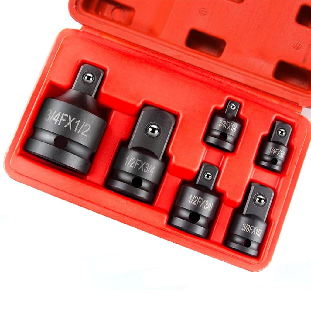 6pcs Impact Socket Adapter Set with Carrying Case for Driver Wrench Conversion Socket Reducer and Enhances Durability