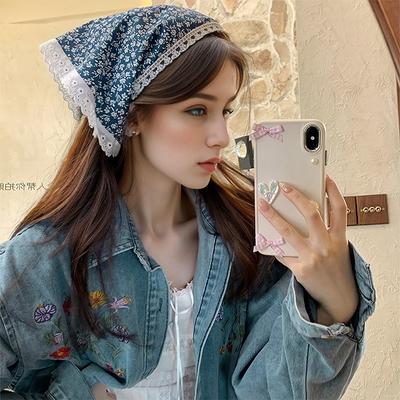 Frauen Spitze Dreieck Schal Süße Mädchen Sonnenschutz Schal Frühling Sommer Französisch Strand Stil Haar Krawatte Vintage Weibliche Dame Moslemisches Hijab