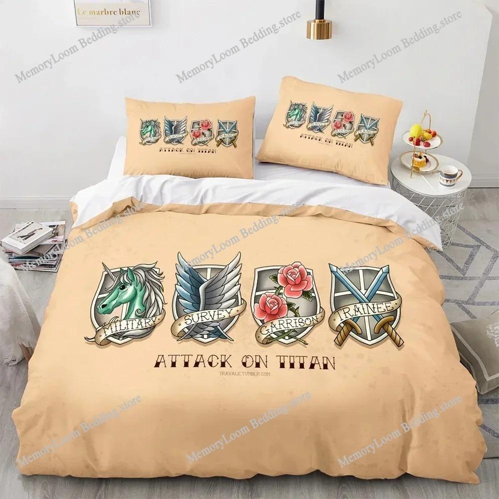 Home Textile Cartoons A-Attack O-On T-Titans Cover Duvet Cover Pillow Case Boy Girl Polyester Bedding Set King Q-Queens Twin Size