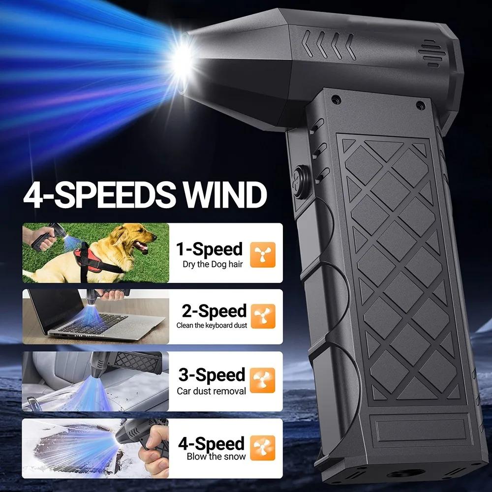2026 New Portable Electric Air Duster Cleaning Blower Tool 130000RPM Turbo Jet Fan 4 Gears Adjustable Type-C Charging Car Snow Cleaning