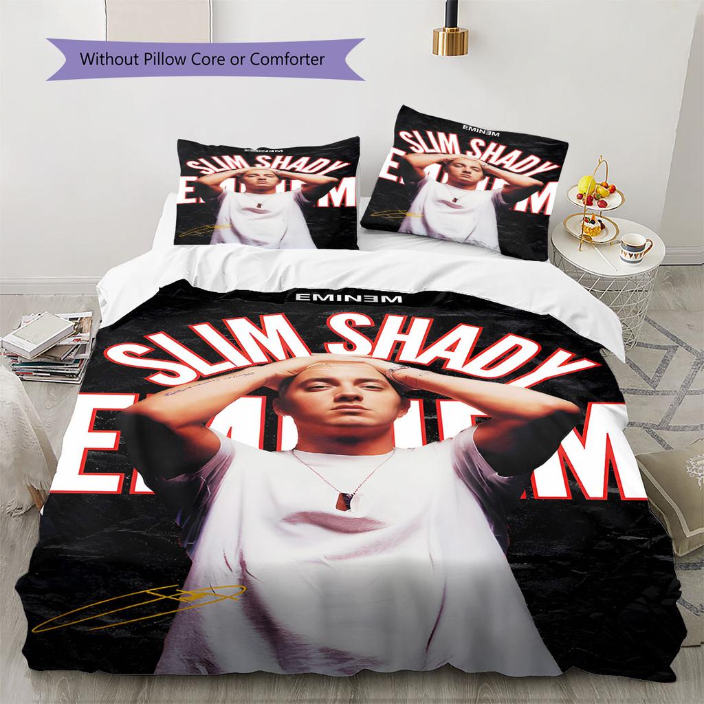 Eminem Pattern Bedding,Quilt Set Quilt Cover Pillowcase Home Birthday Gift(1 * Duvet Cover + 2 * Pillowcase, Without Core)