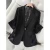 Spring New Women's Elegant Solid Color Fashion Lace Splicing Blazer Coat Casual Outerwear
