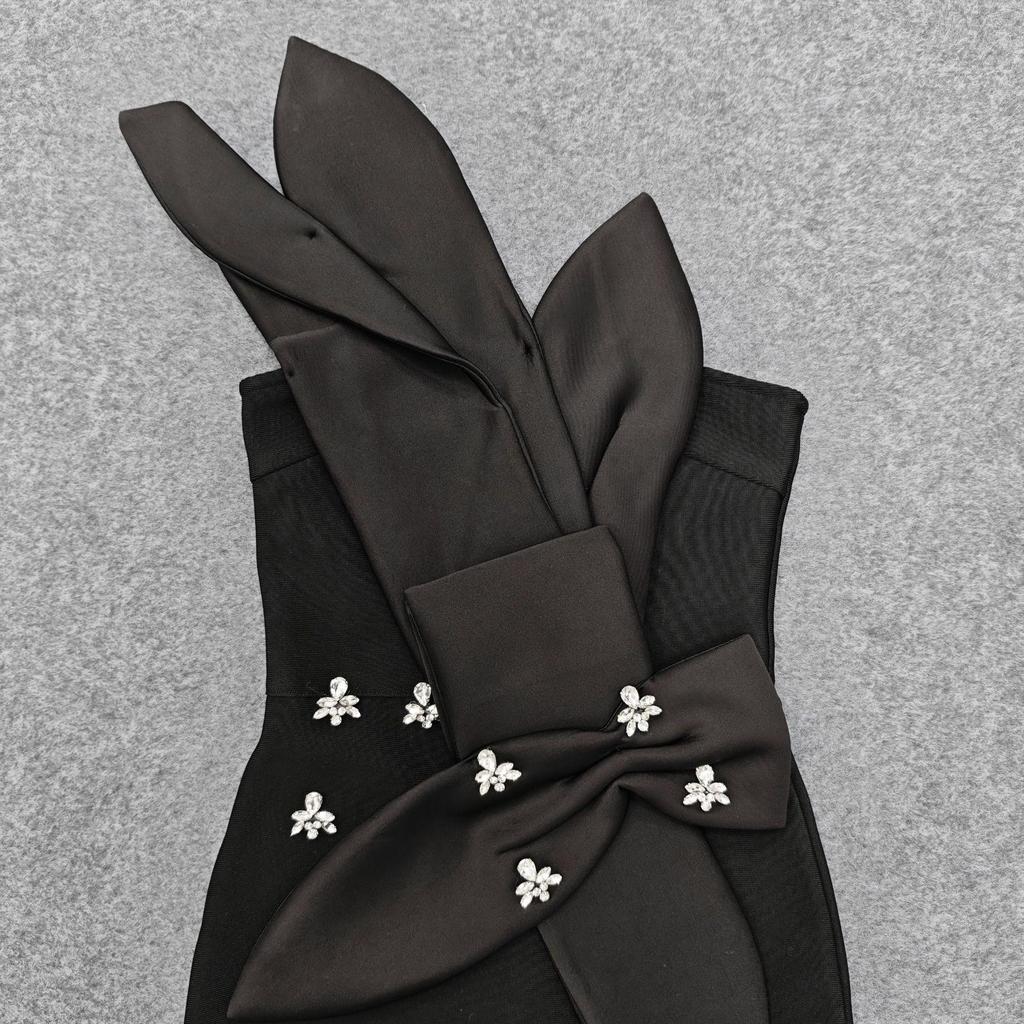 Elegant Strapless Diamond-Embellished Slim-Fit Bandage Evening Dress