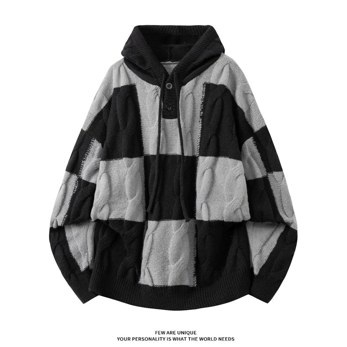 Winter Warm Knit Hooded Sweater: Fashionable, Casual, Thickened Pullover M6009 2XL чёрный