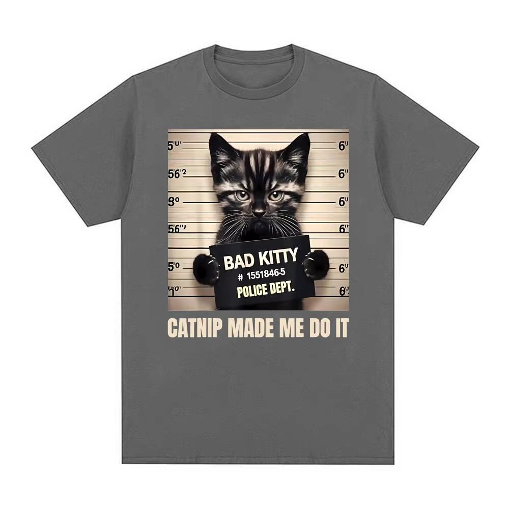 Mugshot for Cat Lover Cat Mom Cat Dad Graphic Tee Shirt Unisex Women Short Sleeve pure Cotton T Shirts Fashion Gothic Streetwear